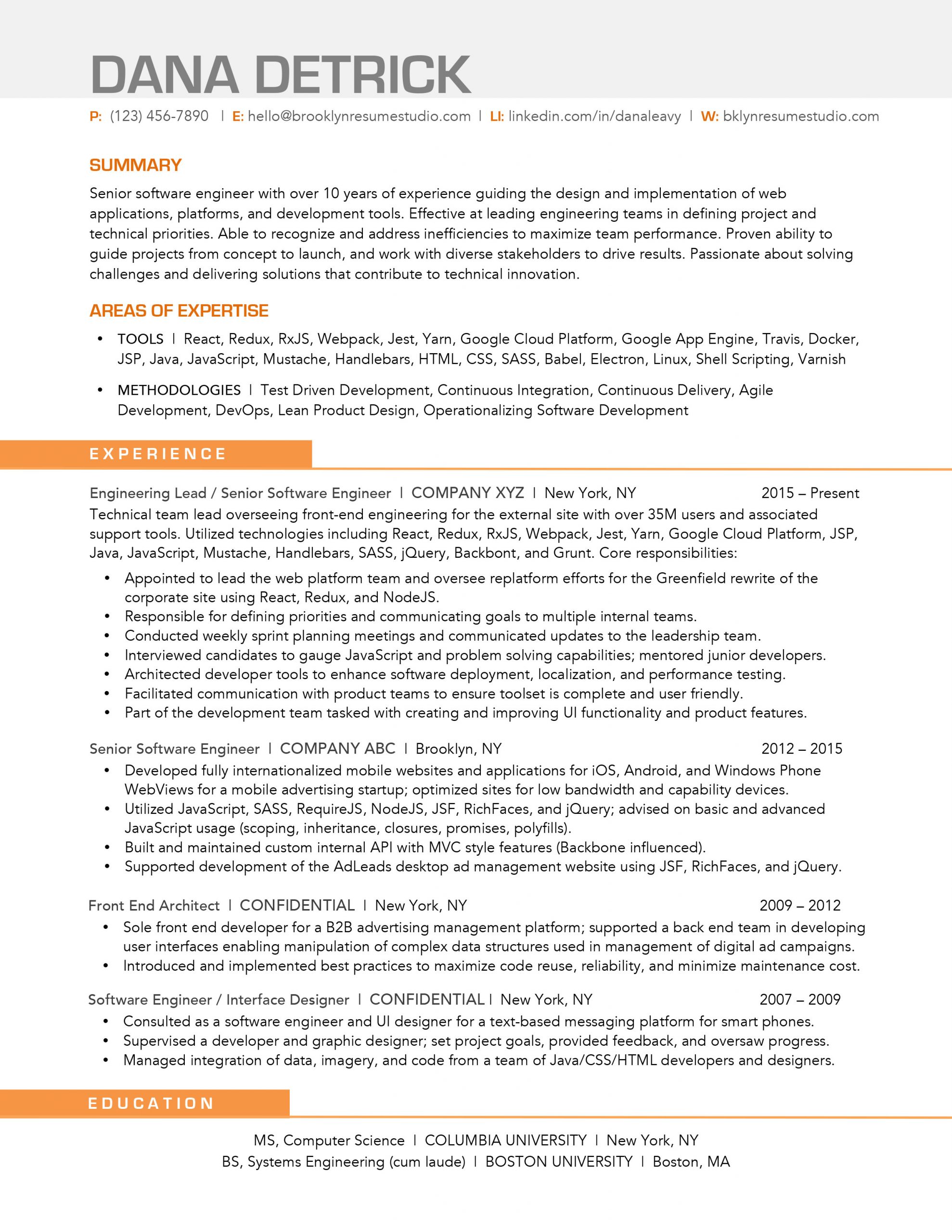 Resume Examples And Samples Brooklyn Resume Studio